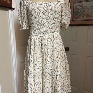 mine Cream Midi Dress with Rust Floral Print